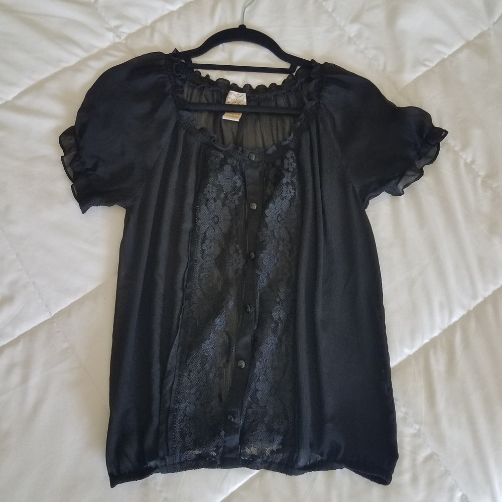 Eyelash Sheer Lace Top